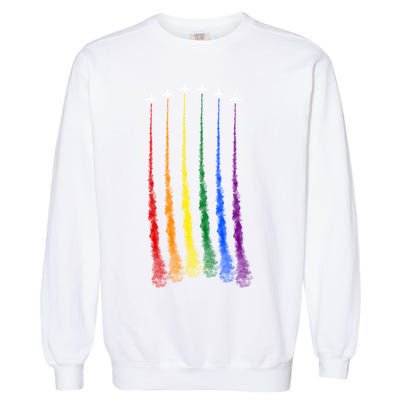 Plane Pride Flag Rainbow LGBT LGBTQ Pride Month Pride Ally Garment-Dyed Sweatshirt
