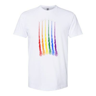 Plane Pride Flag Rainbow LGBT LGBTQ Pride Month Pride Ally Softstyle CVC T-Shirt