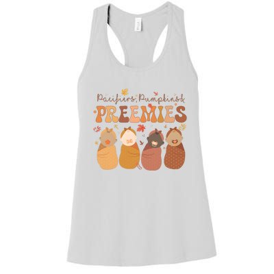 Pacifiers Pumpkins & Freemies Fall Nicu Nurse Halloween Women's Racerback Tank