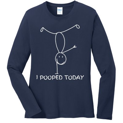 Proud Pooper Funny Poop Fart I Pooped Today Ladies Long Sleeve Shirt