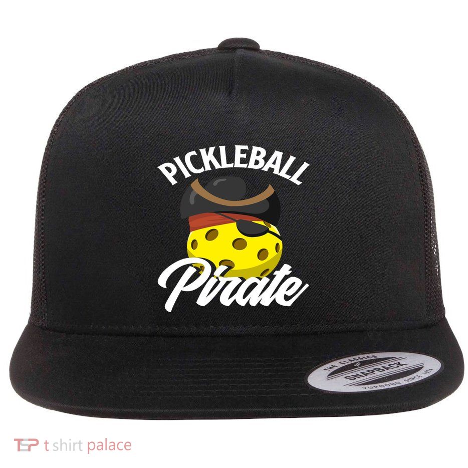 Pickleball Pirate Funny Athletic Sports Enthusiast Flat Bill Trucker Hat