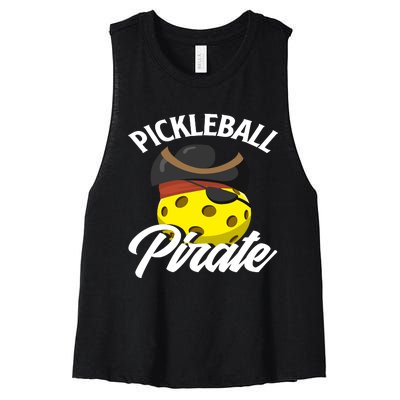 Pickleball Pirate Funny Athletic Sports Enthusiast Women's Racerback Cropped Tank