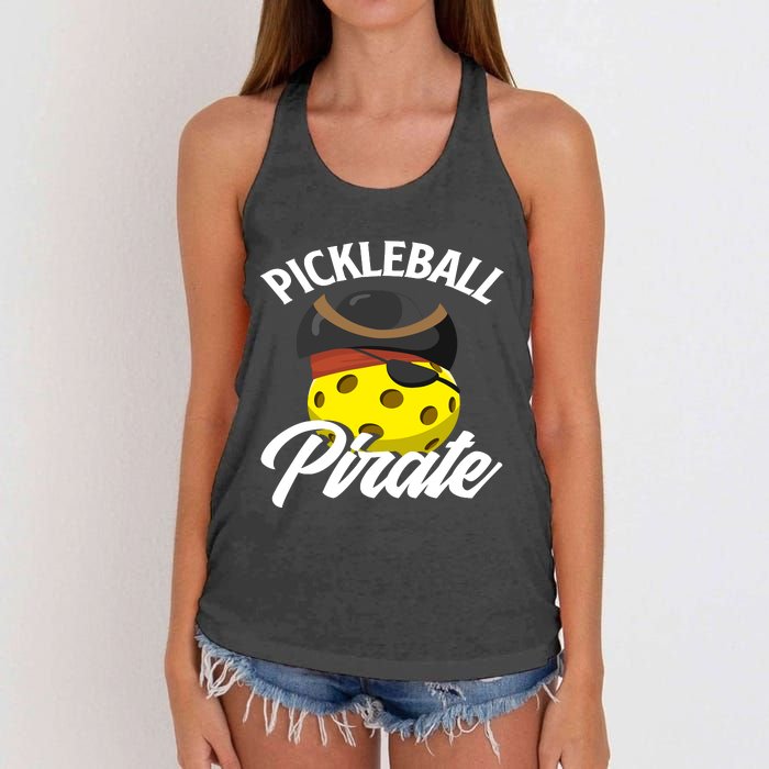 Pickleball Pirate Funny Athletic Sports Enthusiast Women's Knotted Racerback Tank