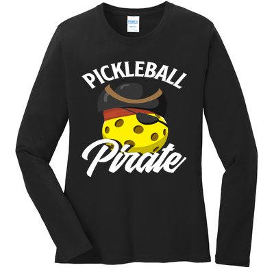 Pickleball Pirate Funny Athletic Sports Enthusiast Ladies Long Sleeve Shirt