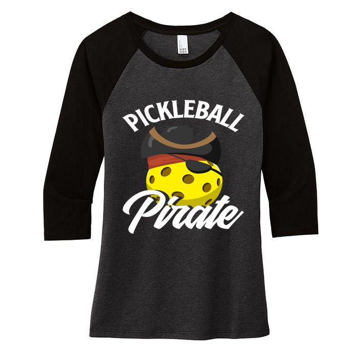 Pickleball Pirate Funny Athletic Sports Enthusiast Women's Tri-Blend 3/4-Sleeve Raglan Shirt