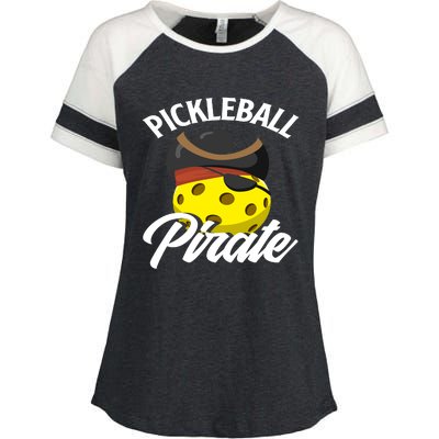 Pickleball Pirate Funny Athletic Sports Enthusiast Enza Ladies Jersey Colorblock Tee