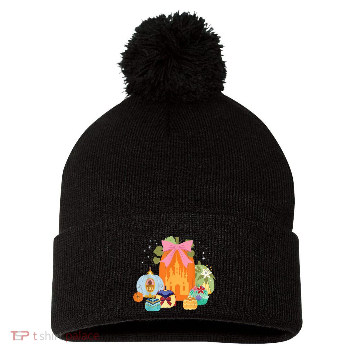 Princess Pumpkins Fall Princesses And Pumpkin Castle Pom Pom 12in Knit Beanie