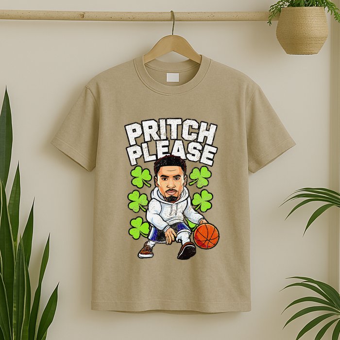 Pritch Please Funny St. PatrickS Day Basketball Player T-Shirt