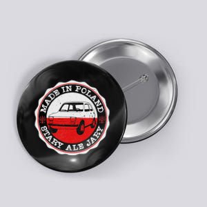 Poland Polska Funny Retro Car Maluch Polish Dad Father Gift Button