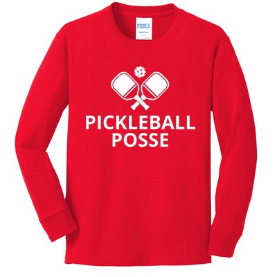 Pickleball Posse Funny Pickleball Quote Pickleball Lovers Kids Long Sleeve Shirt