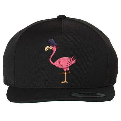 Pirate Pink Flamingo With Eyepatch Halloween Wool Snapback Cap