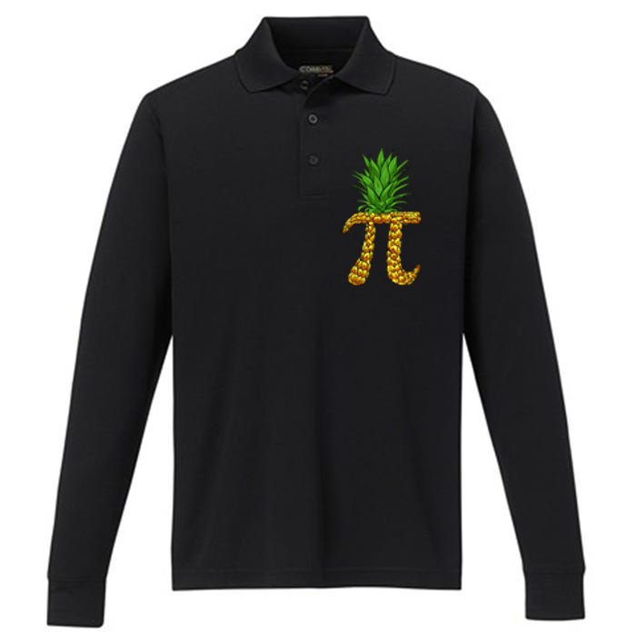 Pineapple Pi Funny Pi Day Pi Neapple Pi Performance Long Sleeve Polo