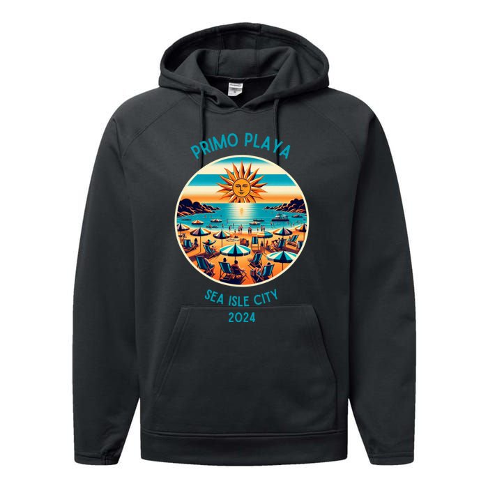 Primo Playa Fun Beach Scene Performance Fleece Hoodie