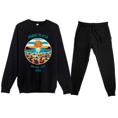 Primo Playa Fun Beach Scene Premium Crewneck Sweatsuit Set