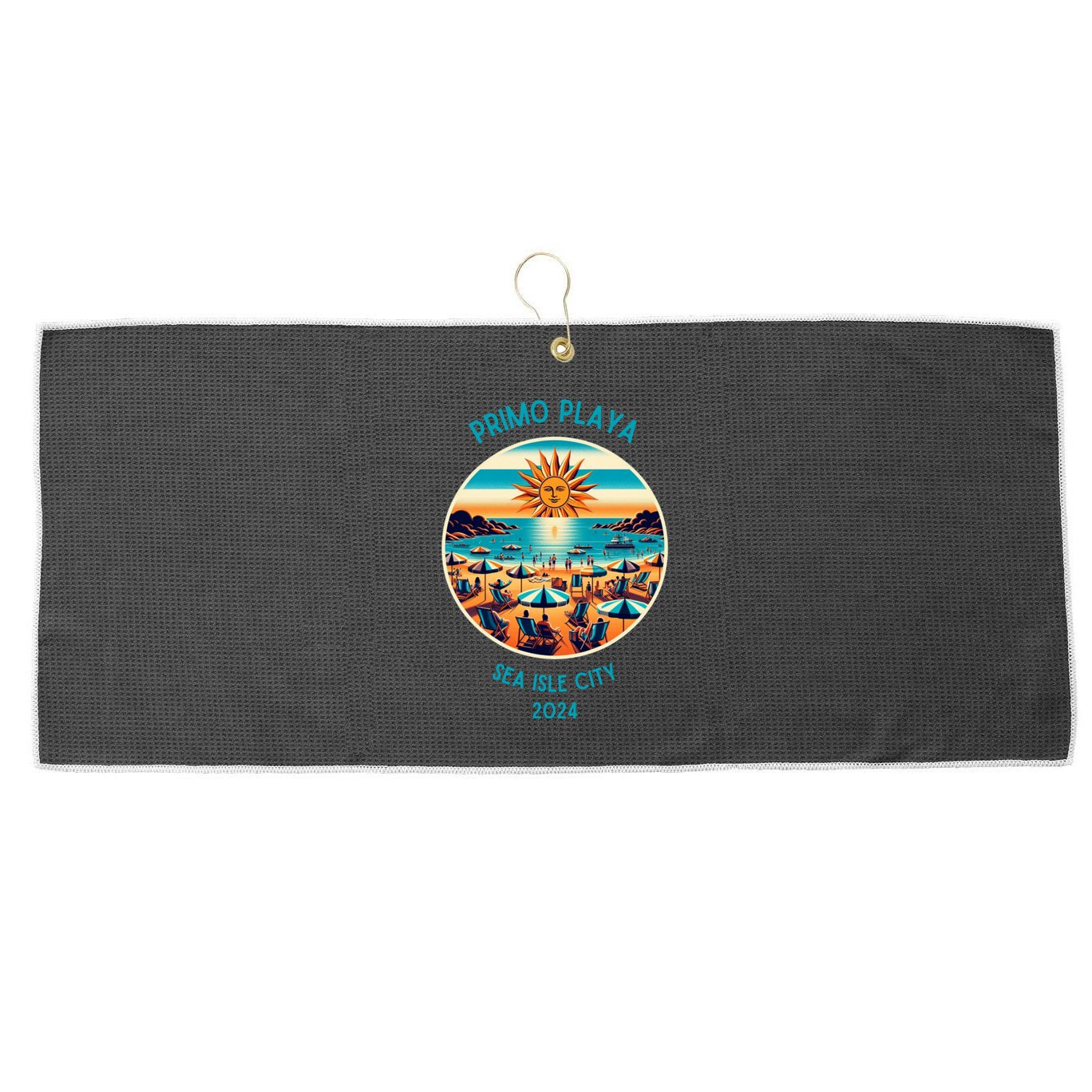Primo Playa Fun Beach Scene Large Microfiber Waffle Golf Towel