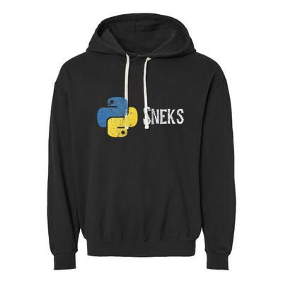 Python Programming Funny Programmer Python Logo Sneks Gift Garment-Dyed Fleece Hoodie