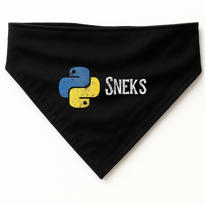 Python Programming Funny Programmer Python Logo Sneks Gift USA-Made Doggie Bandana