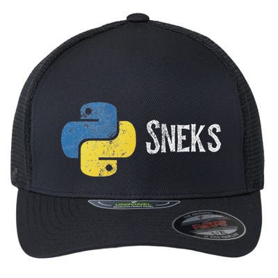 Python Programming Funny Programmer Python Logo Sneks Gift Flexfit Unipanel Trucker Cap