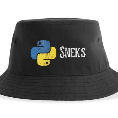 Python Programming Funny Programmer Python Logo Sneks Gift Sustainable Bucket Hat