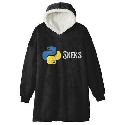 Python Programming Funny Programmer Python Logo Sneks Gift Hooded Wearable Blanket