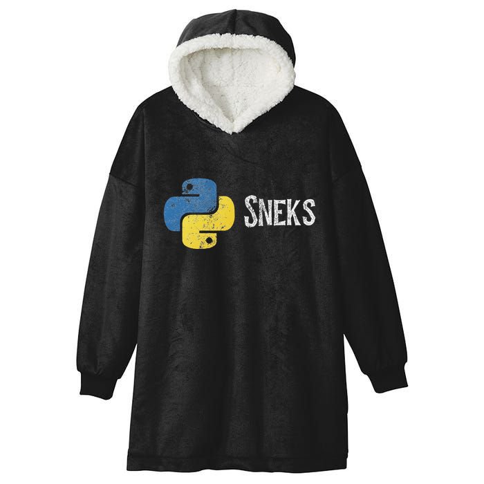 Python Programming Funny Programmer Python Logo Sneks Gift Hooded Wearable Blanket