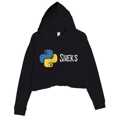 Python Programming Funny Programmer Python Logo Sneks Gift Crop Fleece Hoodie