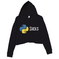Python Programming Funny Programmer Python Logo Sneks Gift Crop Fleece Hoodie