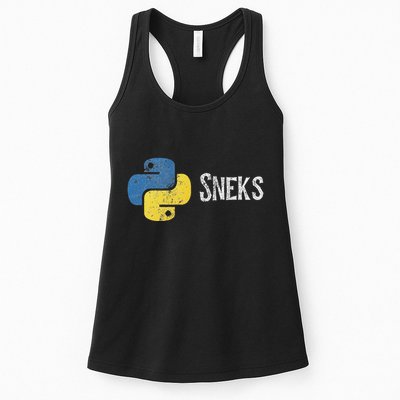 Python Programming Funny Programmer Python Logo Sneks Gift Women's Racerback Tank