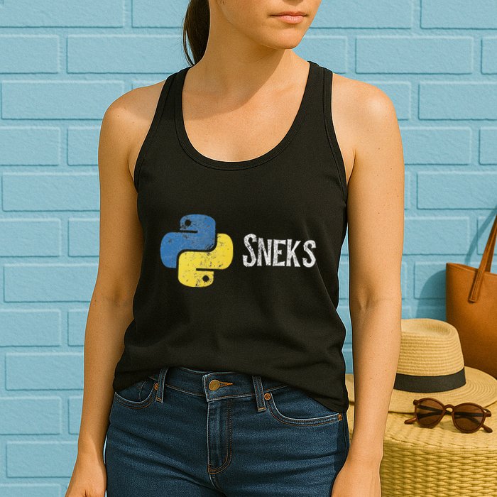 Python Programming Funny Programmer Python Logo Sneks Gift Women's Racerback Tank