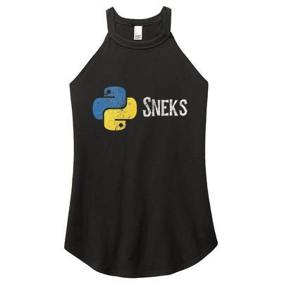 Python Programming Funny Programmer Python Logo Sneks Gift Women's Perfect Tri Rocker Tank