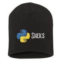 Python Programming Funny Programmer Python Logo Sneks Gift Short Acrylic Beanie