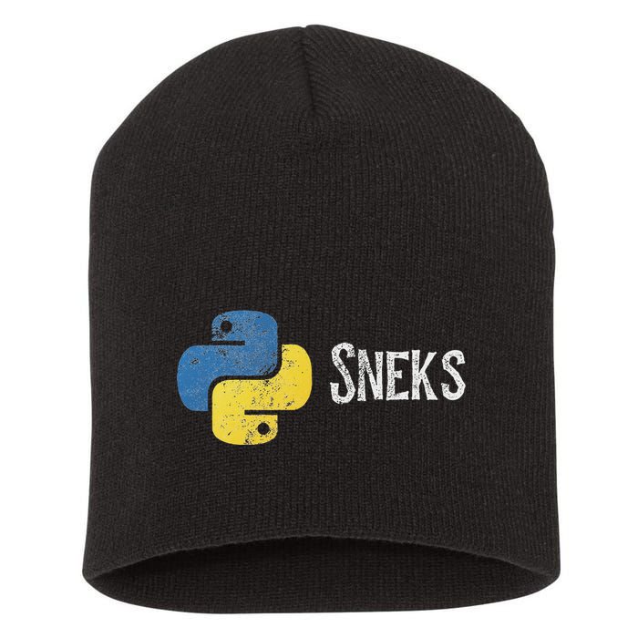 Python Programming Funny Programmer Python Logo Sneks Gift Short Acrylic Beanie