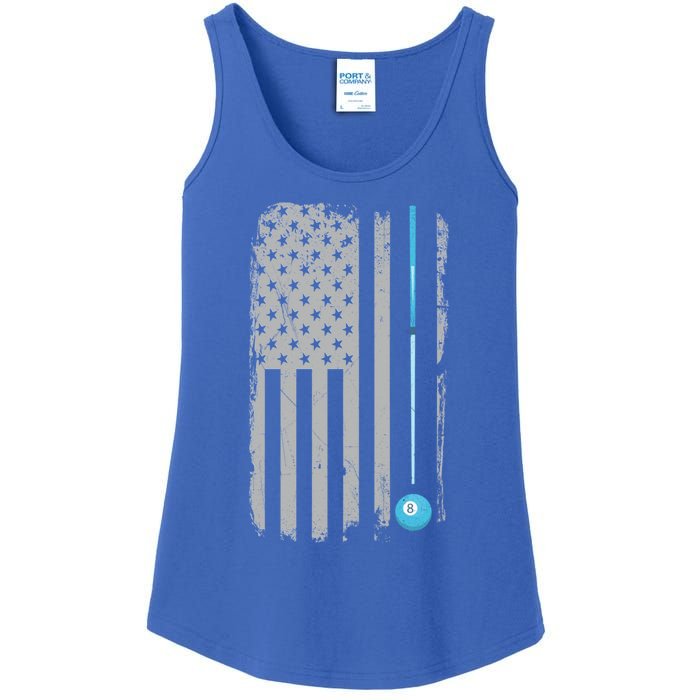 Pool Player Funny Gift Billiards 8 Ball Vintage American Flag Ladies Essential Tank