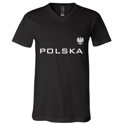 Polska Poland Flag Sports Athletic Jersey Style V-Neck T-Shirt