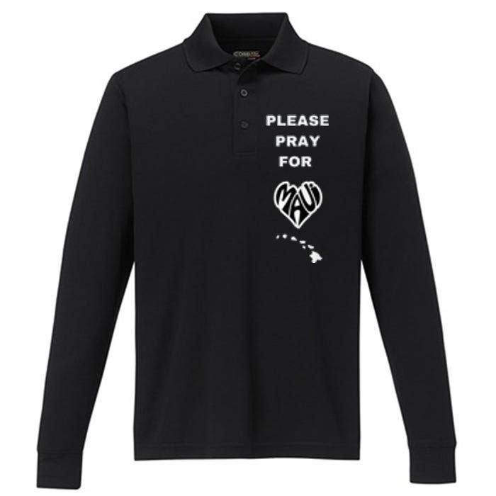 Please Pray For Maui Pray For Hawaii Performance Long Sleeve Polo