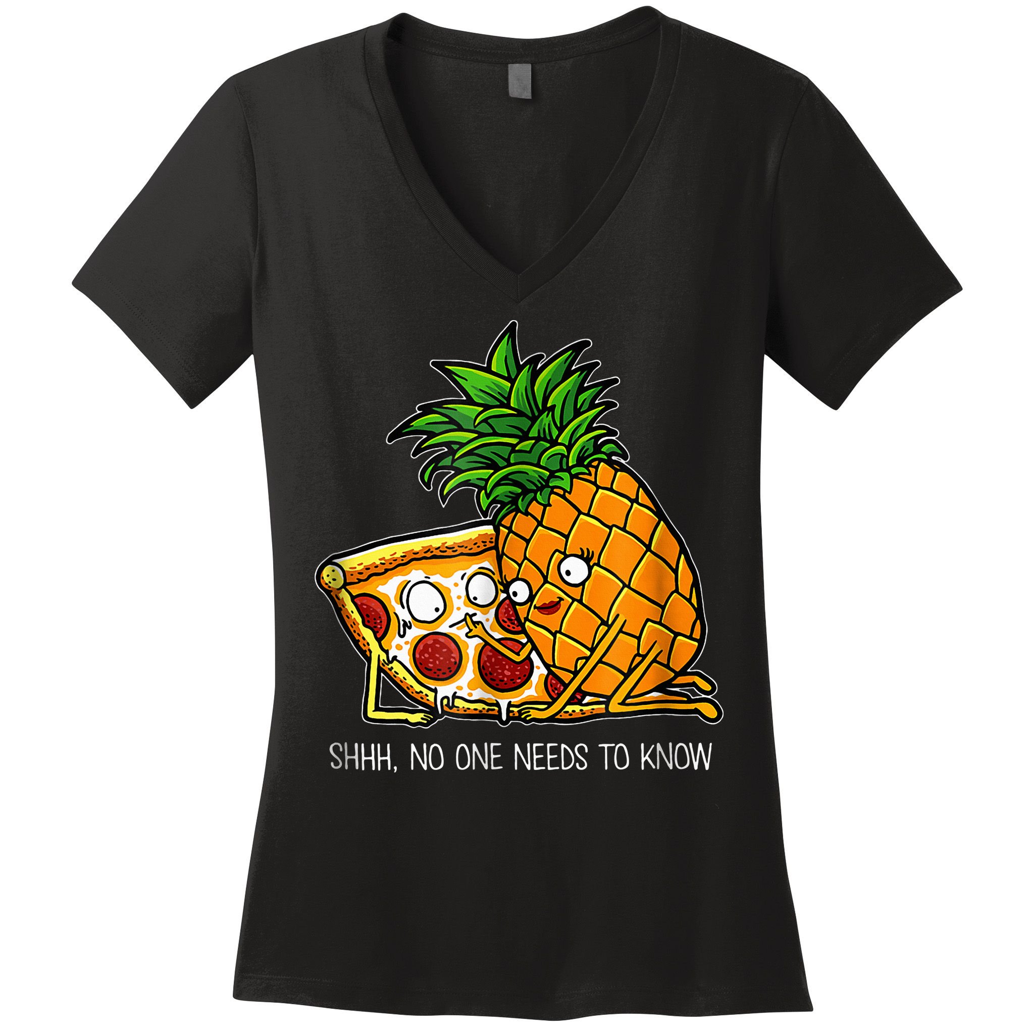 Pineapple Pizza Funny Pepperoni Pizzas Women's V-Neck T-Shirt