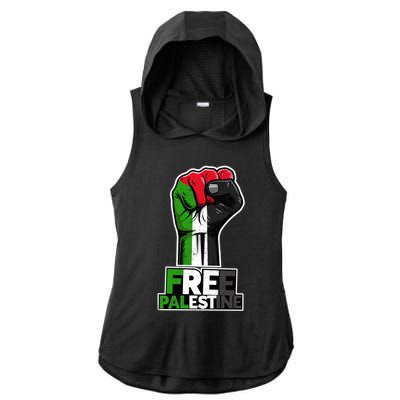 Palestine Palestine Flag Palestinian Fist Free Palestine Great Gift Ladies PosiCharge Tri-Blend Wicking Draft Hoodie Tank