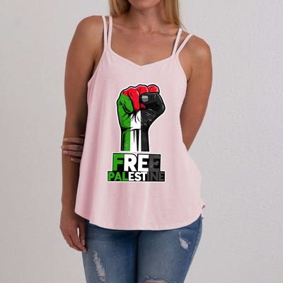 Palestine Palestine Flag Palestinian Fist Free Palestine Great Gift Women's Strappy Tank