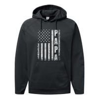 Proud Papa Funny Fathers Day 2024 Gifts Dad America Usa Flag Performance Fleece Hoodie