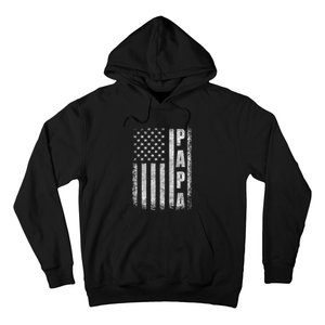 Proud Papa Funny Fathers Day 2024 Gifts Dad America Usa Flag Hoodie