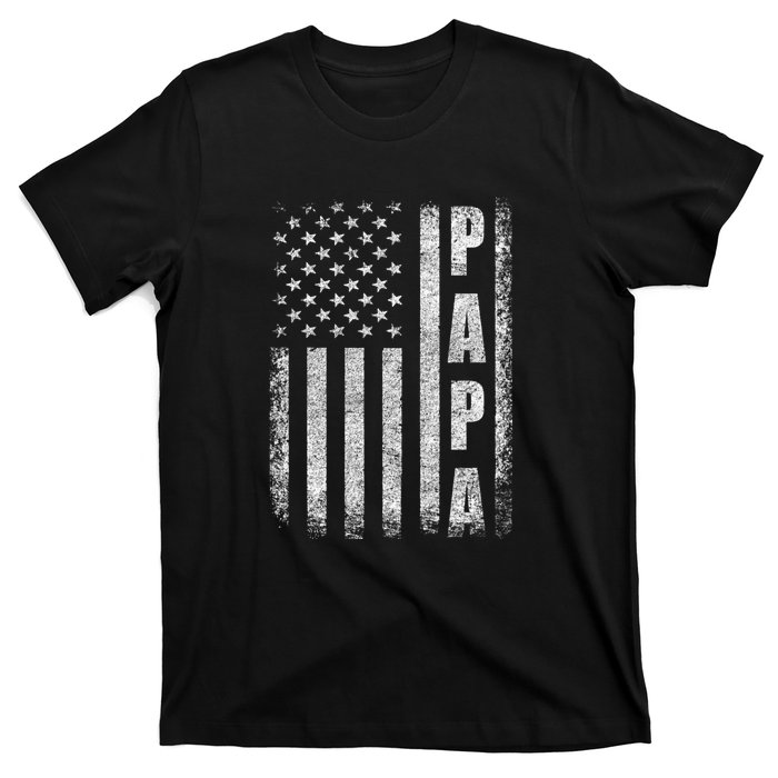 Proud Papa Funny Fathers Day 2024 Gifts Dad America Usa Flag T-Shirt