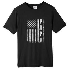 Proud Papa Funny Fathers Day 2024 Gifts Dad America Usa Flag Tall Fusion ChromaSoft Performance T-Shirt