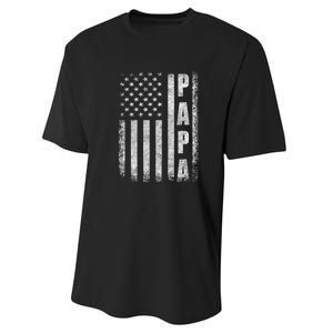 Proud Papa Funny Fathers Day 2024 Gifts Dad America Usa Flag Performance Sprint T-Shirt