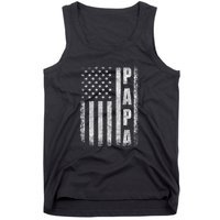 Proud Papa Funny Fathers Day 2024 Gifts Dad America Usa Flag Tank Top