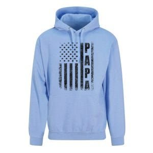 Proud Papa Funny Fathers Day 2024 Gifts Dad America Usa Flag Unisex Surf Hoodie