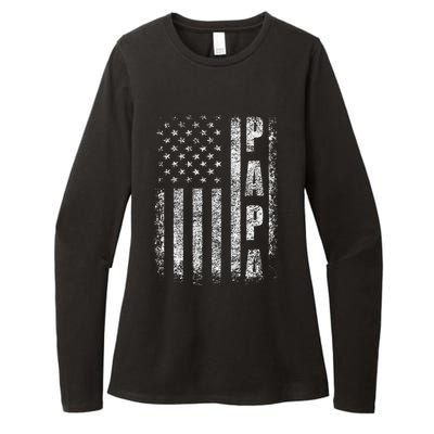 Proud Papa Funny Fathers Day 2024 Gifts Dad America USA flag Womens CVC Long Sleeve Shirt