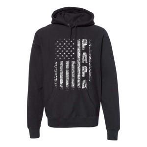 Proud Papa Funny Fathers Day 2024 Gifts Dad America USA flag Premium Hoodie