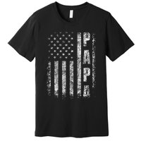 Proud Papa Funny Fathers Day 2024 Gifts Dad America USA flag Premium T-Shirt