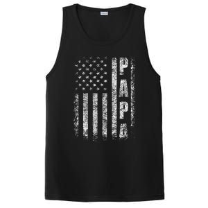 Proud Papa Funny Fathers Day 2024 Gifts Dad America USA flag PosiCharge Competitor Tank