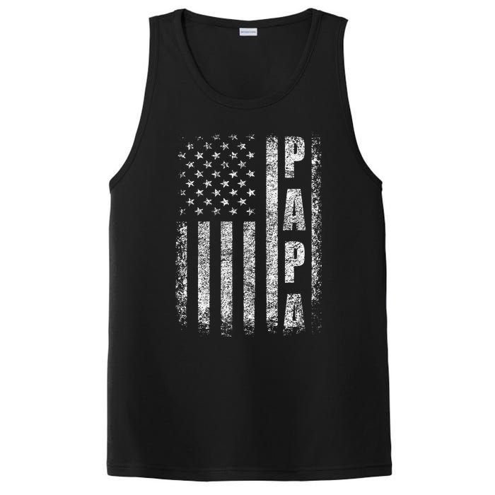 Proud Papa Funny Fathers Day 2024 Gifts Dad America USA flag PosiCharge Competitor Tank